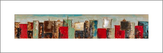 Купить и печать на заказ Картины, фото с паспарту Небоскребы красный