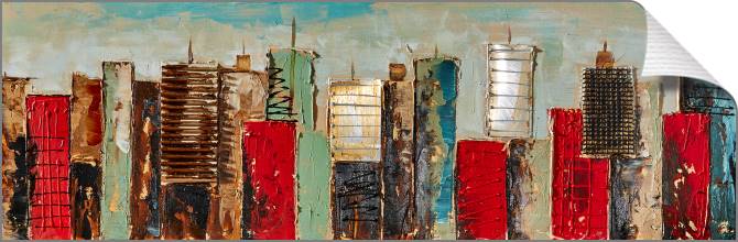 Купить и печать на заказ Картины на холсте Небоскребы красный