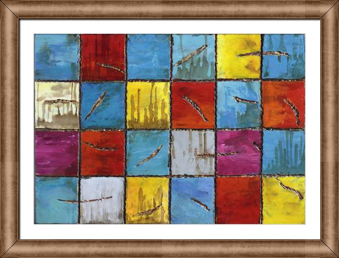 Framed and baguette paintings Multicolored mosaic