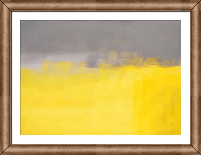 Framed and baguette paintings Yellow-grey abstraction