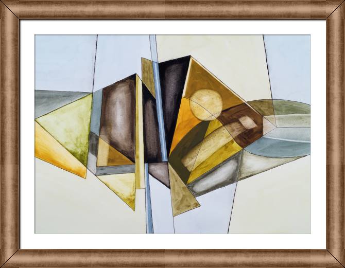Framed and baguette paintings Watercolor on gray
