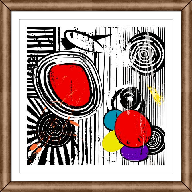 Framed and baguette paintings Graphic abstraction