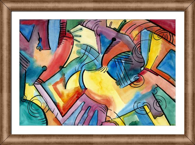 Framed and baguette paintings Watercolor colorful
