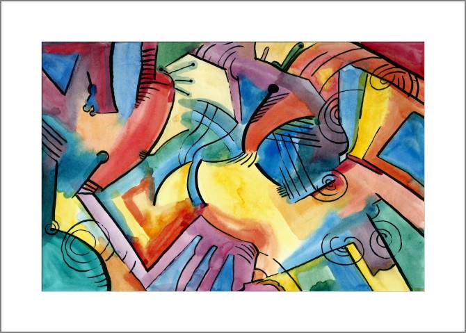 Купить и печать на заказ Картины, фото с паспарту Акварельная разноцветная