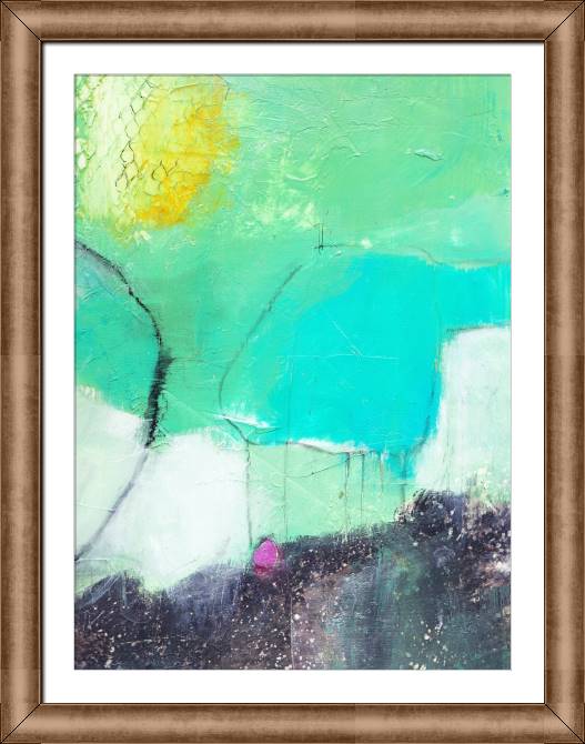 Framed and baguette paintings Turquoise abstraction