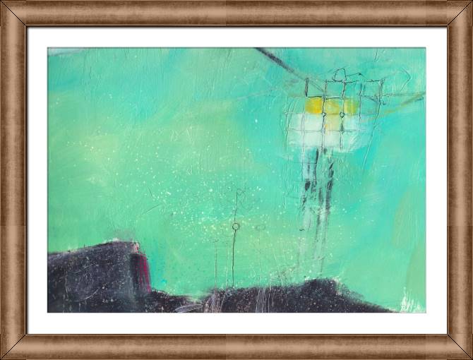 Framed and baguette paintings Turquoise abstraction