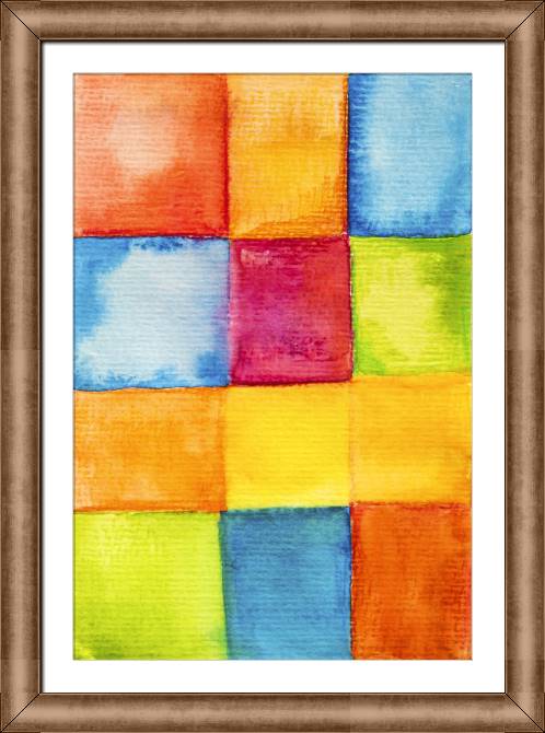 Framed and baguette paintings Watercolor squares