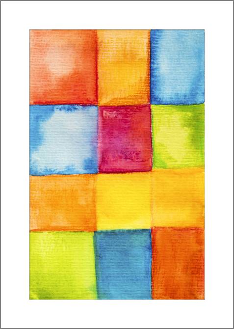 Купить и печать на заказ Картины, фото с паспарту Акварельные квадраты