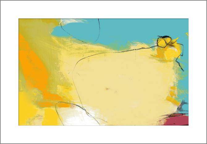 Картины, фото с паспарту Yellow turquoise abstraction