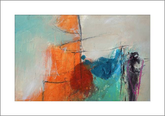 Купить и печать на заказ Картины, фото с паспарту Оранжево-серые штрихи