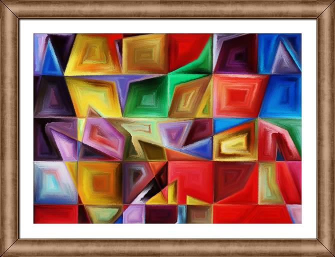 Framed and baguette paintings Colored glass