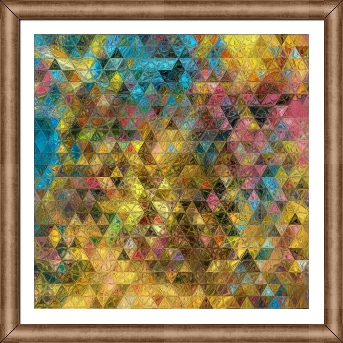 Framed and baguette paintings Glass triangles