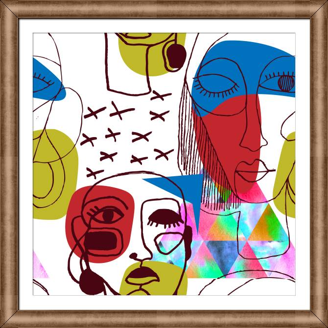 Framed and baguette paintings Abstraction of persons