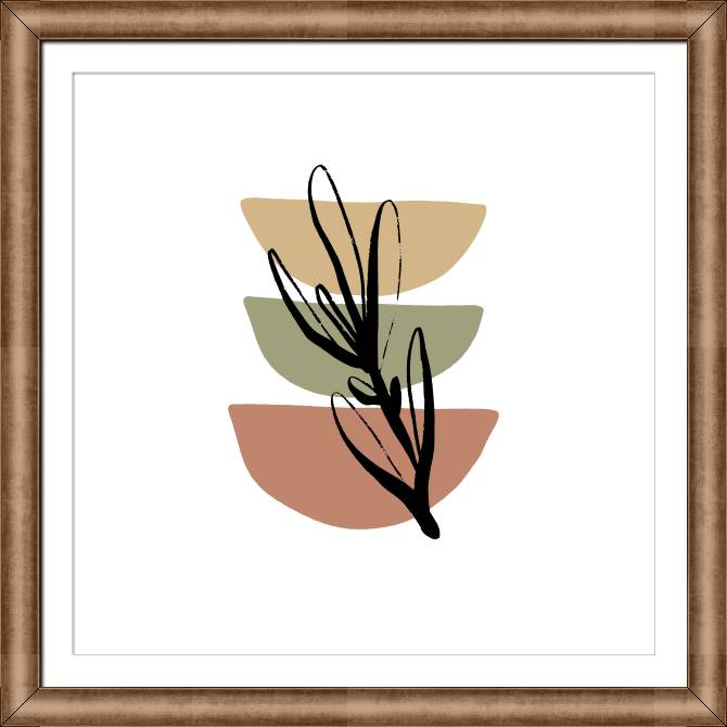 Framed and baguette paintings Twig and bowls