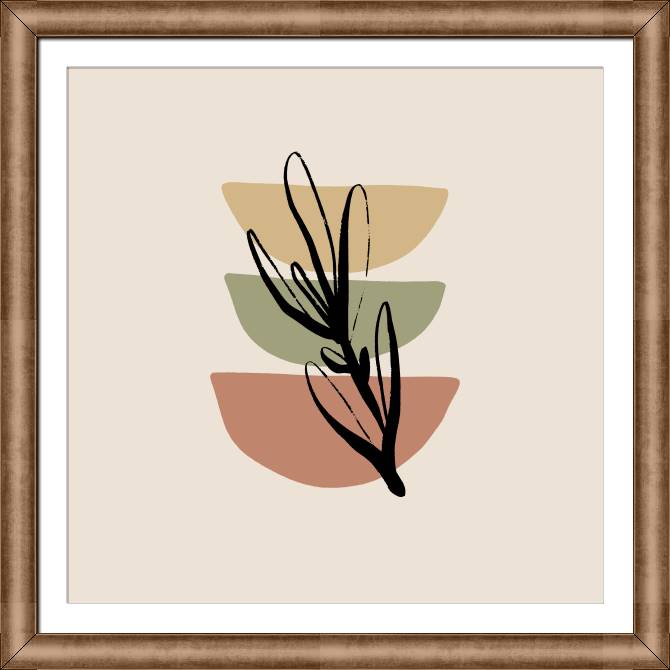 Framed and baguette paintings Twig and bowls