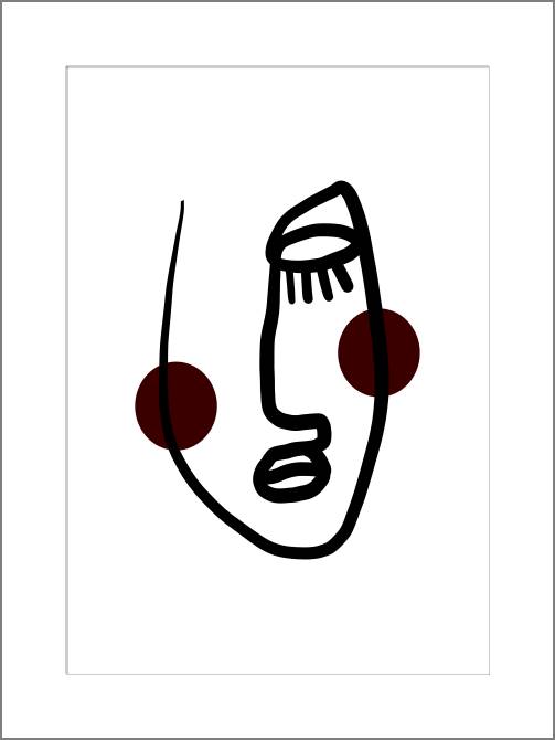 Купить и печать на заказ Картины, фото с паспарту Линейный рисунок лица