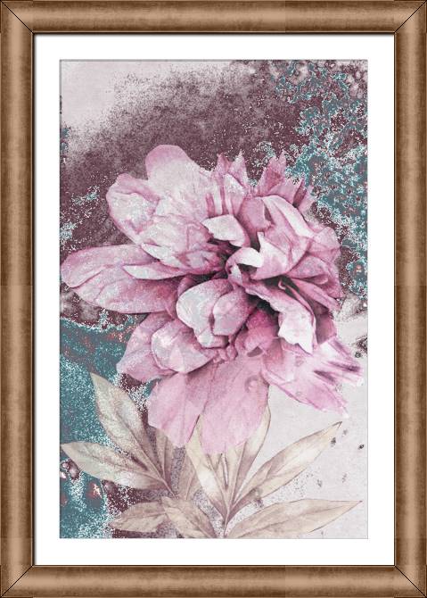 Framed and baguette paintings Pink peony