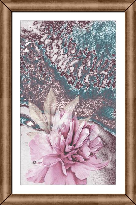 Framed and baguette paintings Pink peony