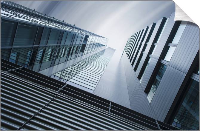 Купить и печать на заказ Картины на холсте Небоскребы в перспективе