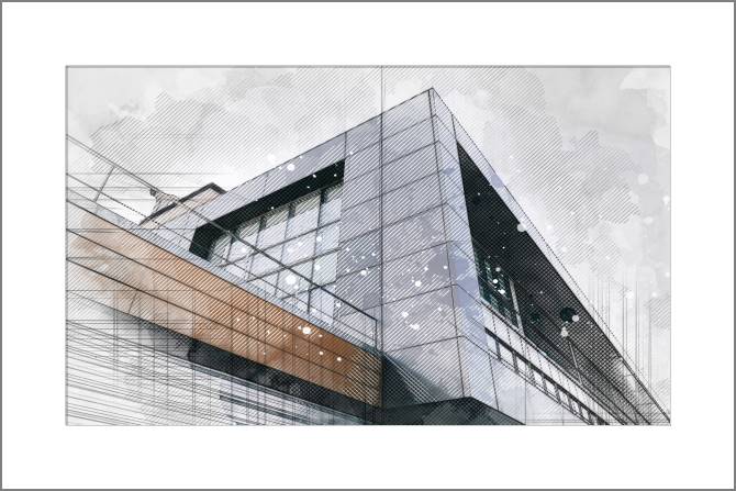 Купить и печать на заказ Картины, фото с паспарту Линия и акварель