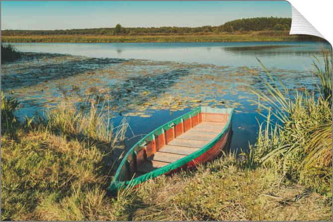 Купить и печать на заказ Картины на холсте Рыбацкая лодка на побережье
