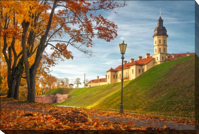 Paintings on canvas Nesvizh castle in autumn