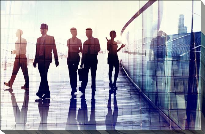 Купить и печать на заказ Картины на холсте Силуэты офисных работников