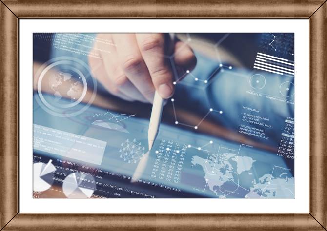 Framed and baguette paintings Businessman with tablet