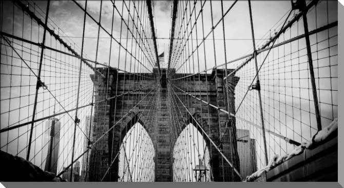 Купить и печать на заказ Картины на пластике, пеноркартоне Бруклинский мост черно-белое фото