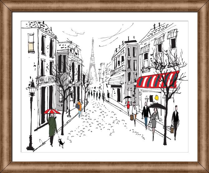Framed and baguette paintings French street illustration