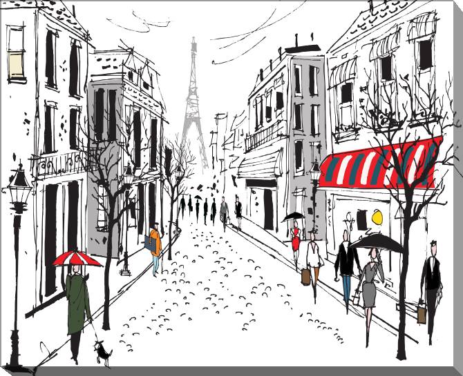 Paintings on canvas French street illustration