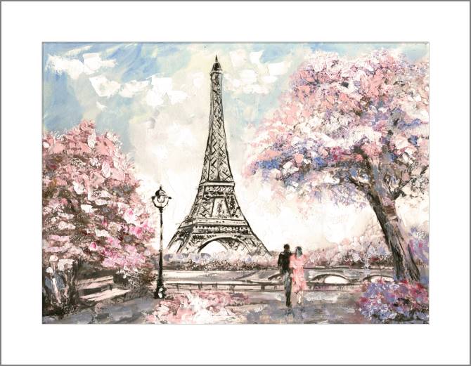 Купить и печать на заказ Картины, фото с паспарту Нежный Парижский пейзаж