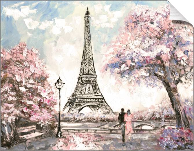 Купить и печать на заказ Картины на холсте Нежный Парижский пейзаж