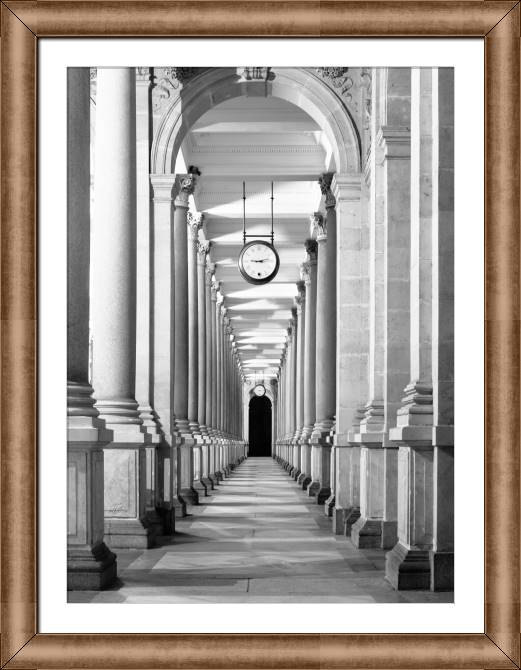 Framed and baguette paintings The hallway clock