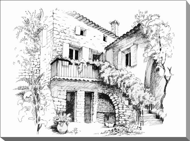 Paintings on canvas Black-and-white sketch of a landscape