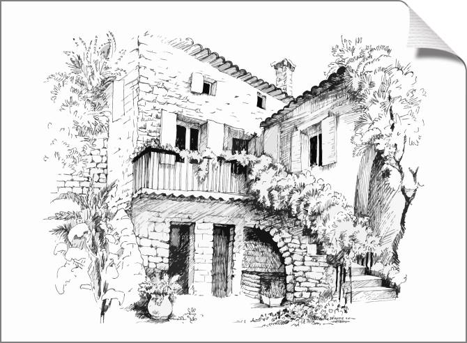 Купить и печать на заказ Картины на холсте Черно-белый эскиз пейзажа