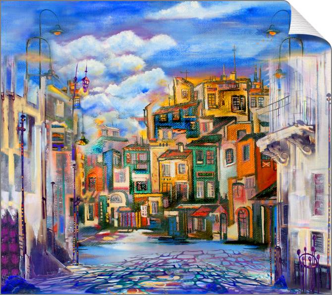 Купить и печать на заказ Картины на холсте Яркий маленький городок