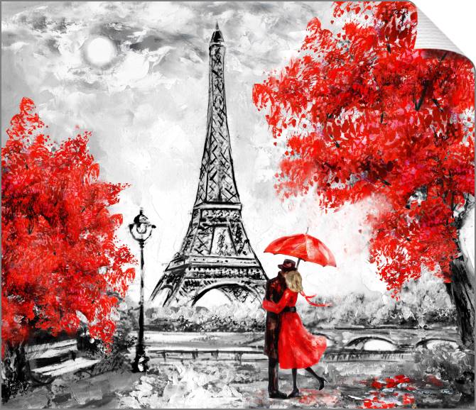 Купить и печать на заказ Картины на холсте Пара под зонтиком в Париже