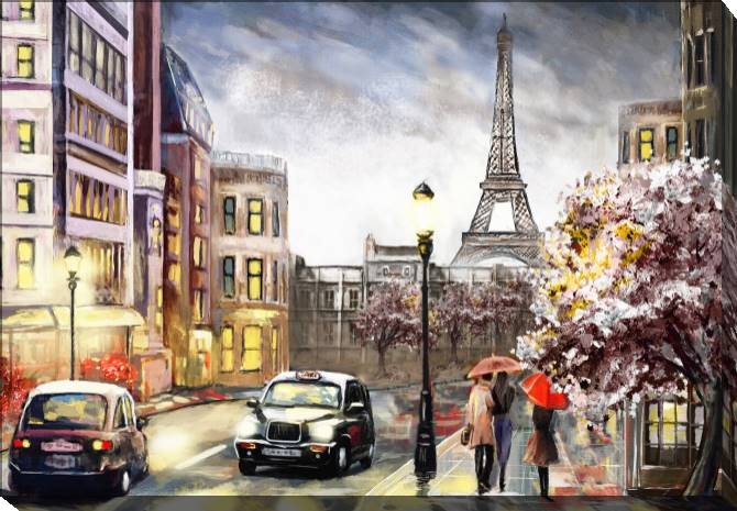 Paintings on canvas Paris in the rain