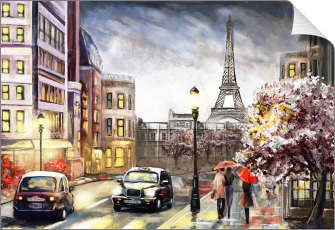 Купить и печать на заказ Картины на холсте Париж под дождем