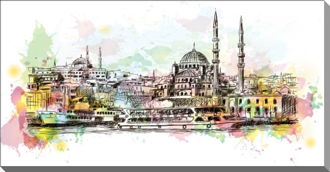 Купить и печать на заказ Картины на пластике, пеноркартоне Стамбул цифровая иллюстрация