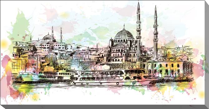 Paintings on canvas Istanbul digital illustration