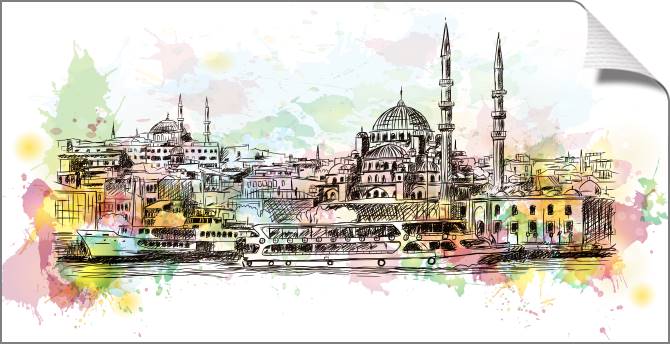 Купить и печать на заказ Картины на холсте Стамбул цифровая иллюстрация