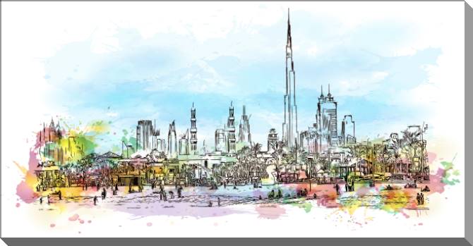 Купить и печать на заказ Картины на пластике, пеноркартоне Дубай цифровая иллюстрация