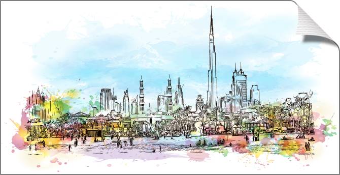 Купить и печать на заказ Картины на холсте Дубай цифровая иллюстрация