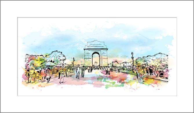 Купить и печать на заказ Картины, фото с паспарту Дели цифровая иллюстрация