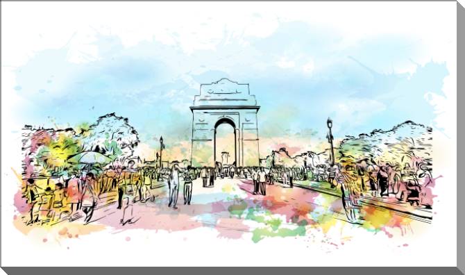 Купить и печать на заказ Картины на пластике, пеноркартоне Дели цифровая иллюстрация