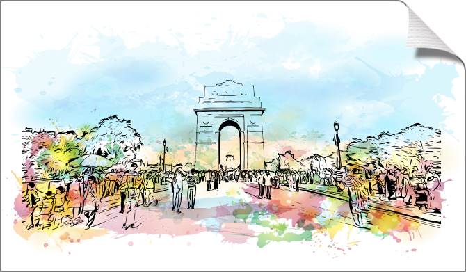 Купить и печать на заказ Картины на холсте Дели цифровая иллюстрация