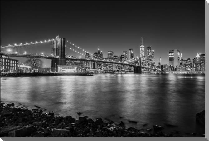 Купить и печать на заказ Картины на пластике, пеноркартоне Бруклинский мост ночью