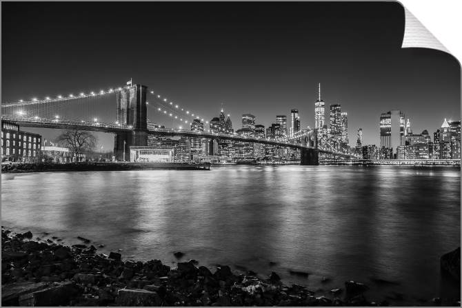 Купить и печать на заказ Картины на холсте Бруклинский мост ночью